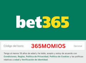 codigo del bonus Bet365